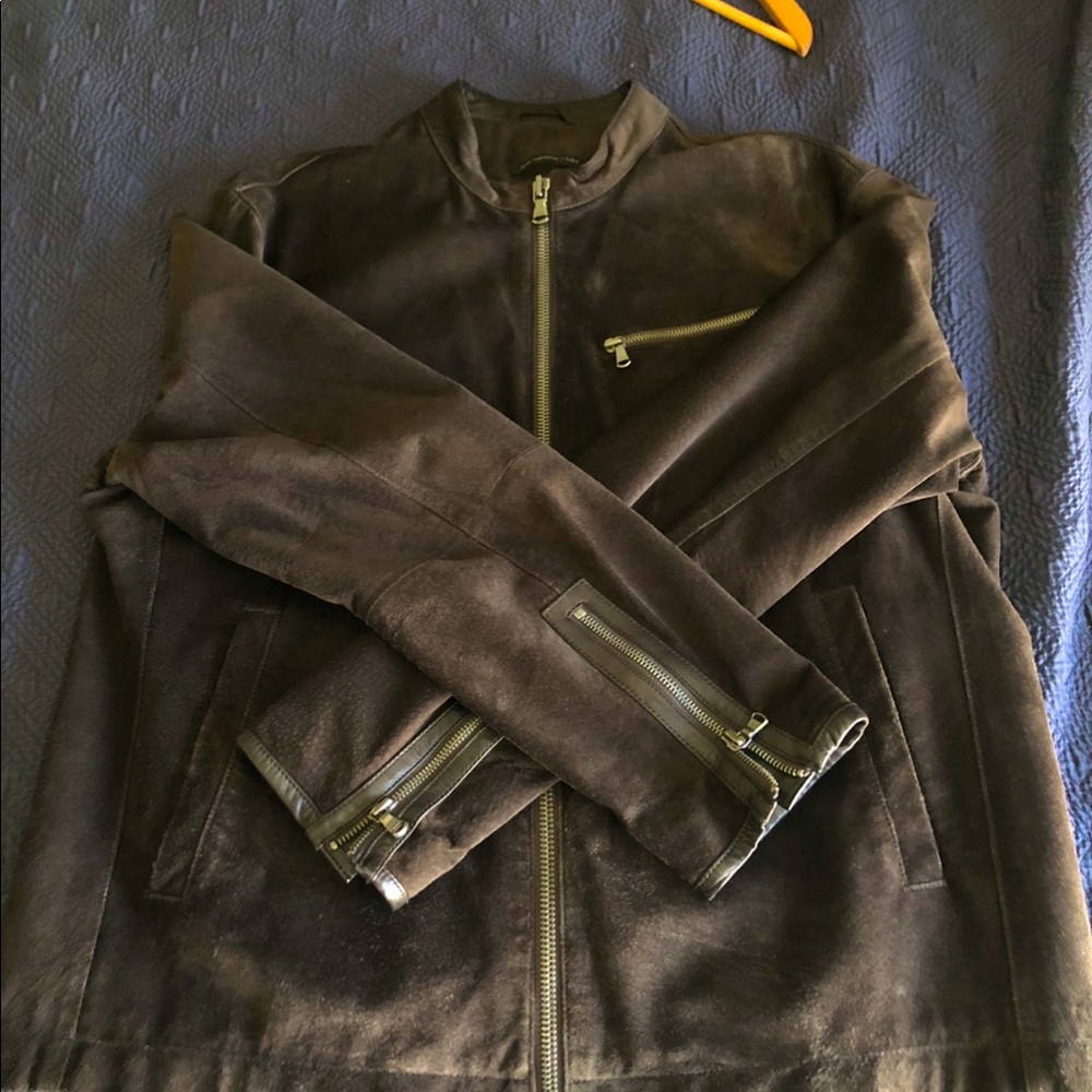 John Varvatos USA brown suede jacket.
